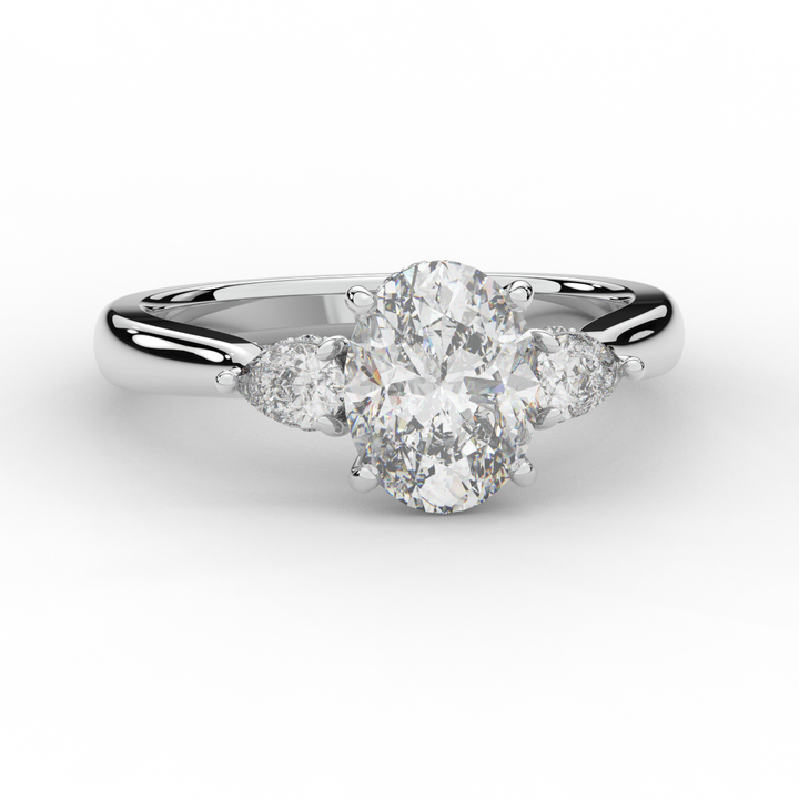 2.40CT.TW OVAL LAB DIAMOND 3 STONE ENGAGEMENT RING - Nazarelle