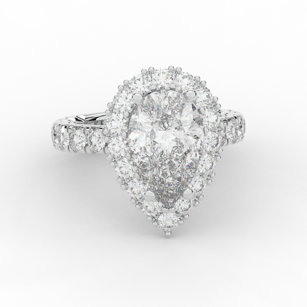 4.90CT.TW PEAR LAB DIAMOND HALO ENGAGEMENT RING - Nazarelle