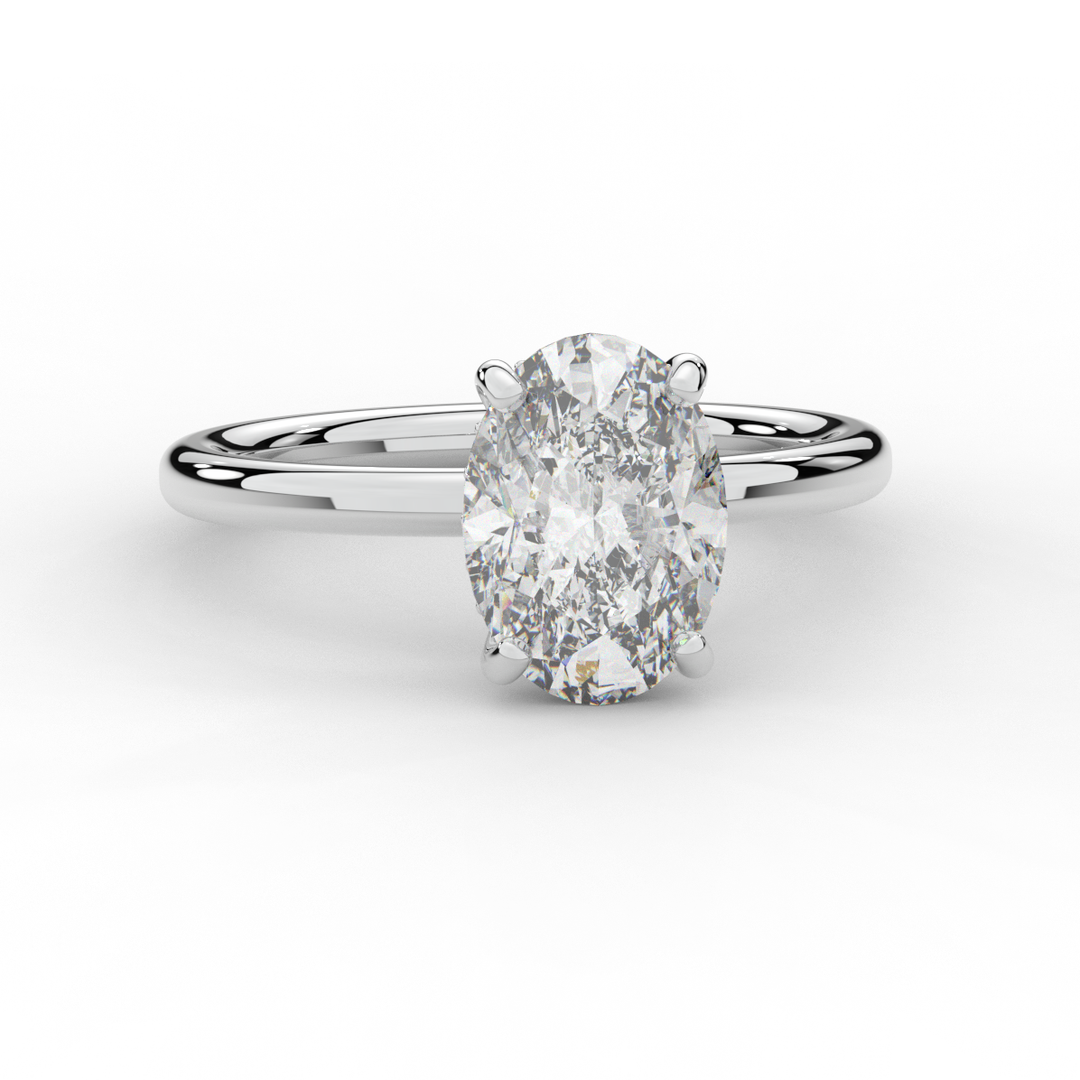 2.06CT.TW OVAL LAB DIAMOND UNDERHALO SOLIATIRE ENGAGEMENT RING - Nazarelle