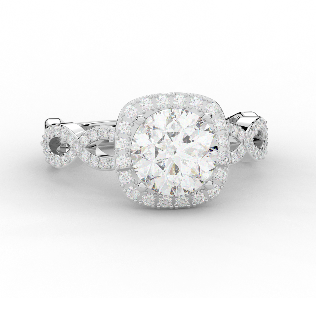 2.35CT.TW ROUND LAB DIAMOND HALO ENGAGEMENT RING - Nazarelle