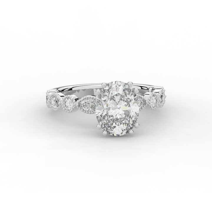 3.60CT.TW OVAL LAB DIAMOND SOLITAIRE ENGAGEMENT RING - Nazarelle