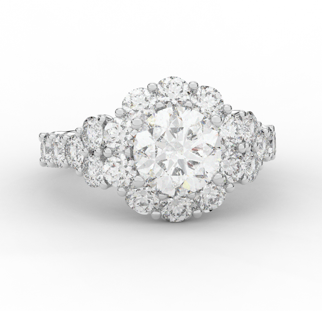 4.75CT.TW ROUND LAB DIAMOND HALO ENGAGEMENT RING - Nazarelle