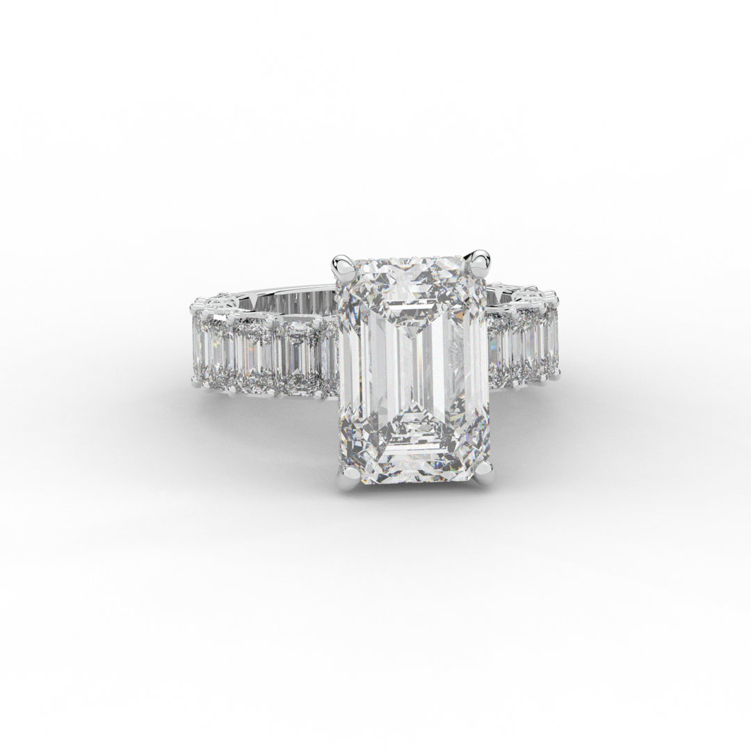 11.90CT.TW EMERALD CUT LAB DIAMOND SOLITAIRE ENGAGEMENT RING - Nazarelle