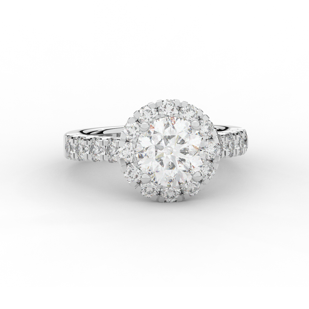 3.50CT.TW ROUND LAB DIAMOND HALO ENGAGEMENT RING - Nazarelle