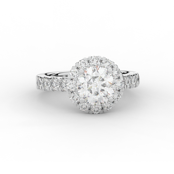 3.50CT.TW ROUND LAB DIAMOND HALO ENGAGEMENT RING - Nazarelle