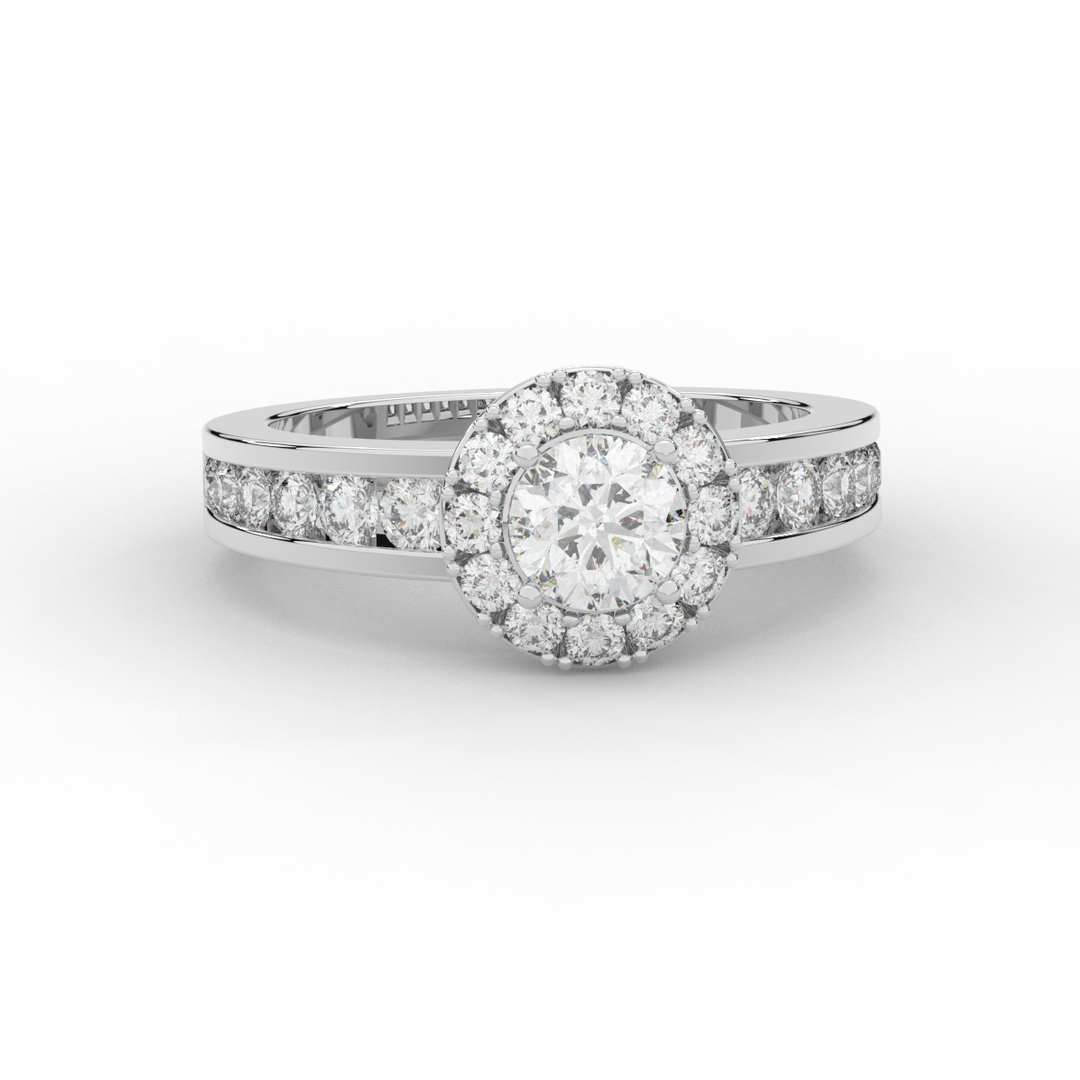 1.75CT.TW ROUND LAB DIAMOND HALO ENGAGEMENT RING - Nazarelle