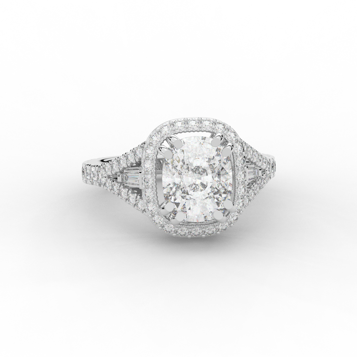 2.50CT.TW CUSHION LAB DIAMOND HALO ENGAGEMENT RING - Nazarelle