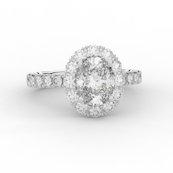 3.40CT.TW OVAL LAB DIAMOND HALO ENGAGEMENT RING - Nazarelle