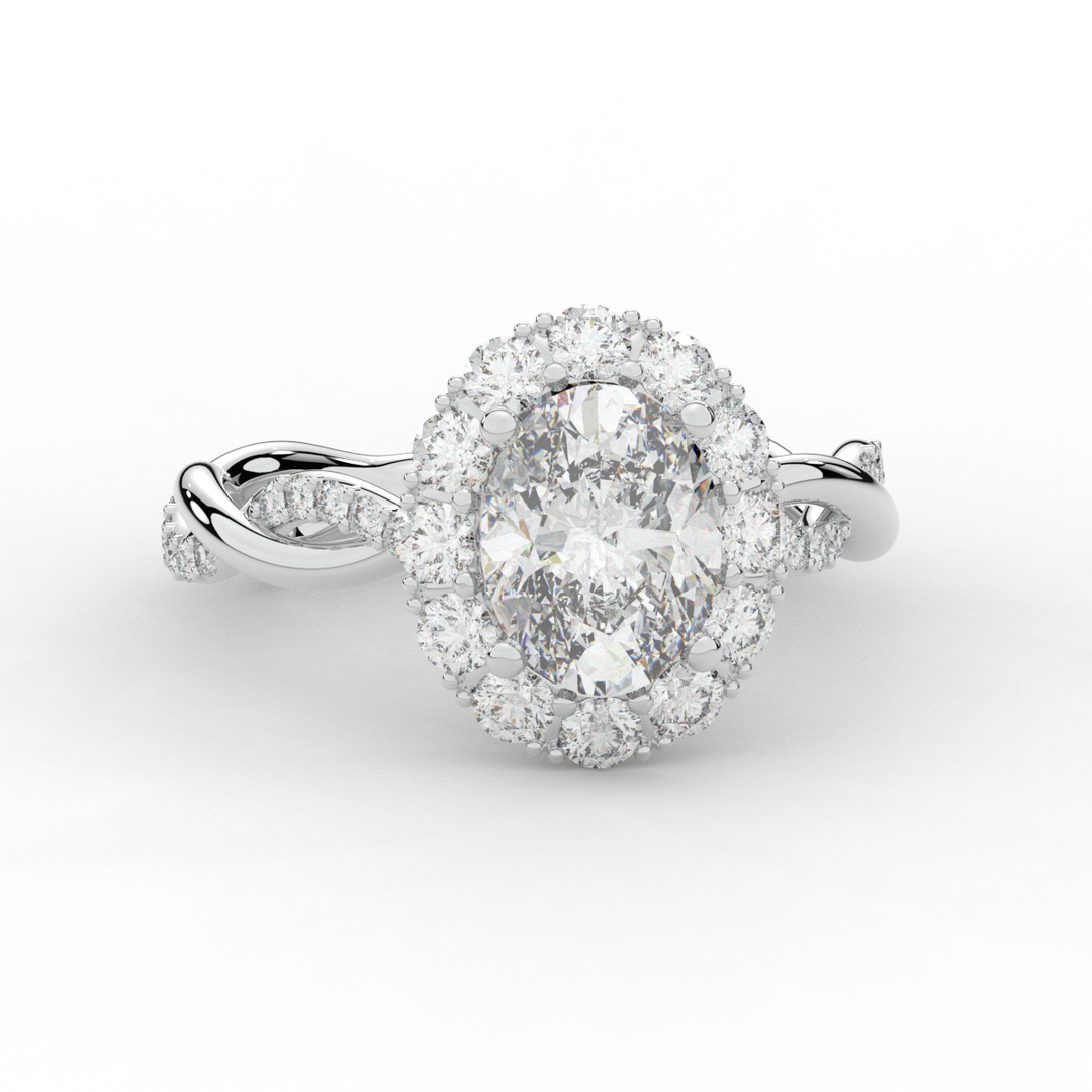 2.70CT.TW OVAL LAB DIAMOND HALO ENGAGEMENT RING - Nazarelle