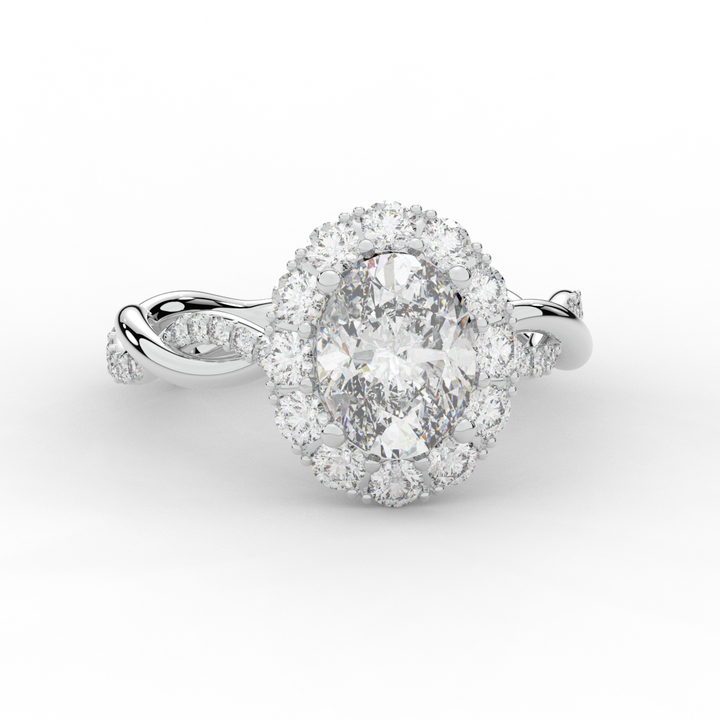 2.70CT.TW OVAL LAB DIAMOND HALO ENGAGEMENT RING - Nazarelle