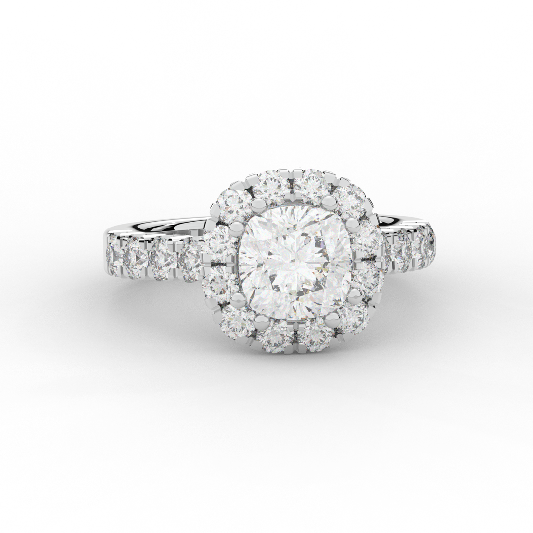 3.45CT.TW CUSHION LAB DIAMOND HALO ENGAGEMENT RING - Nazarelle