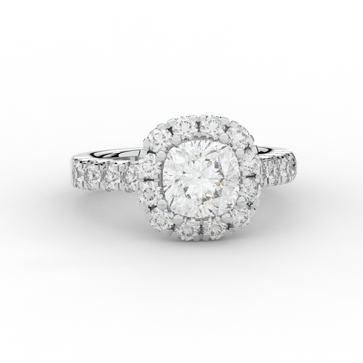 3.45CT.TW CUSHION LAB DIAMOND HALO ENGAGEMENT RING - Nazarelle