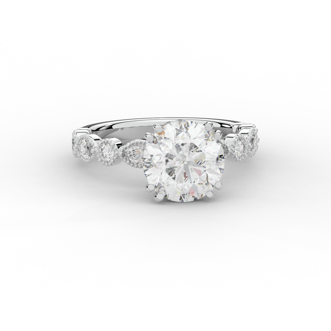 3.60CT.TW ROUND LAB DIAMOND SOLITAIRE ENGAGEMENT RING - Nazarelle