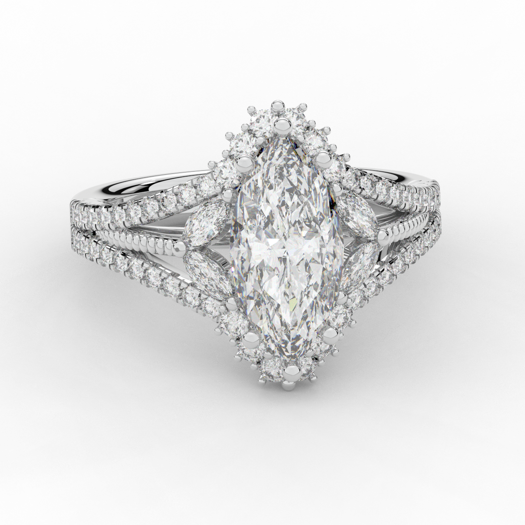 2.70CT.TW MARQUISE LAB DIAMOND HALO ENGAGEMENT RING - Nazarelle