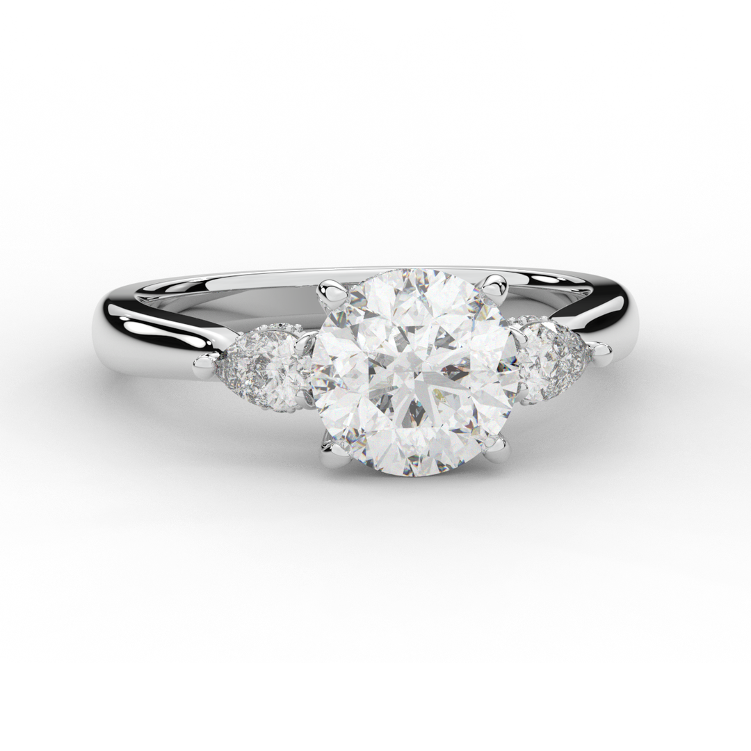 2.40CT.TW ROUND LAB DIAMOND 3 STONE ENGAGEMENT RING - Nazarelle