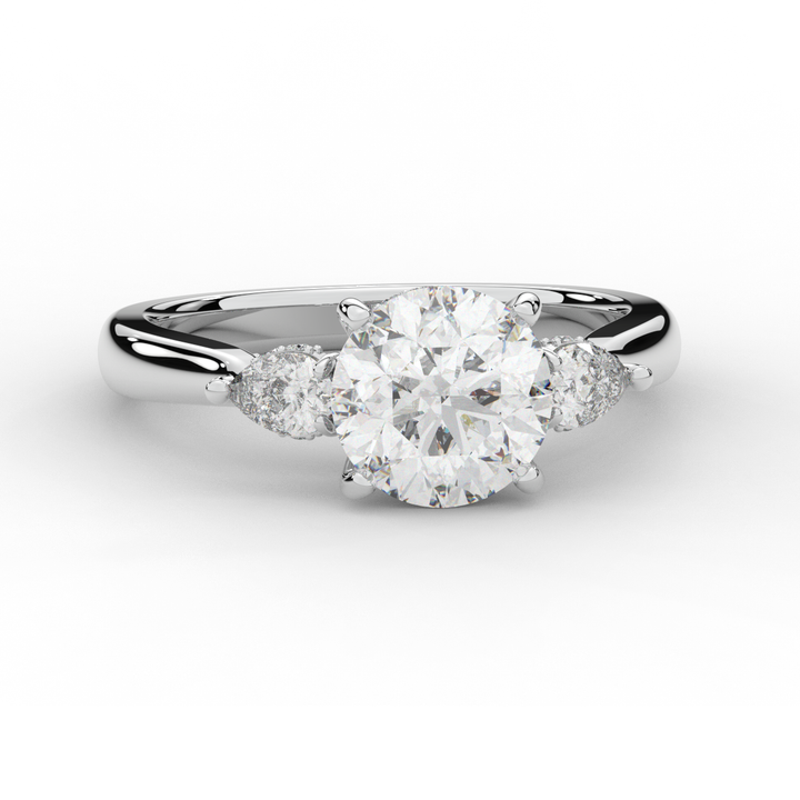 2.40CT.TW ROUND LAB DIAMOND 3 STONE ENGAGEMENT RING - Nazarelle