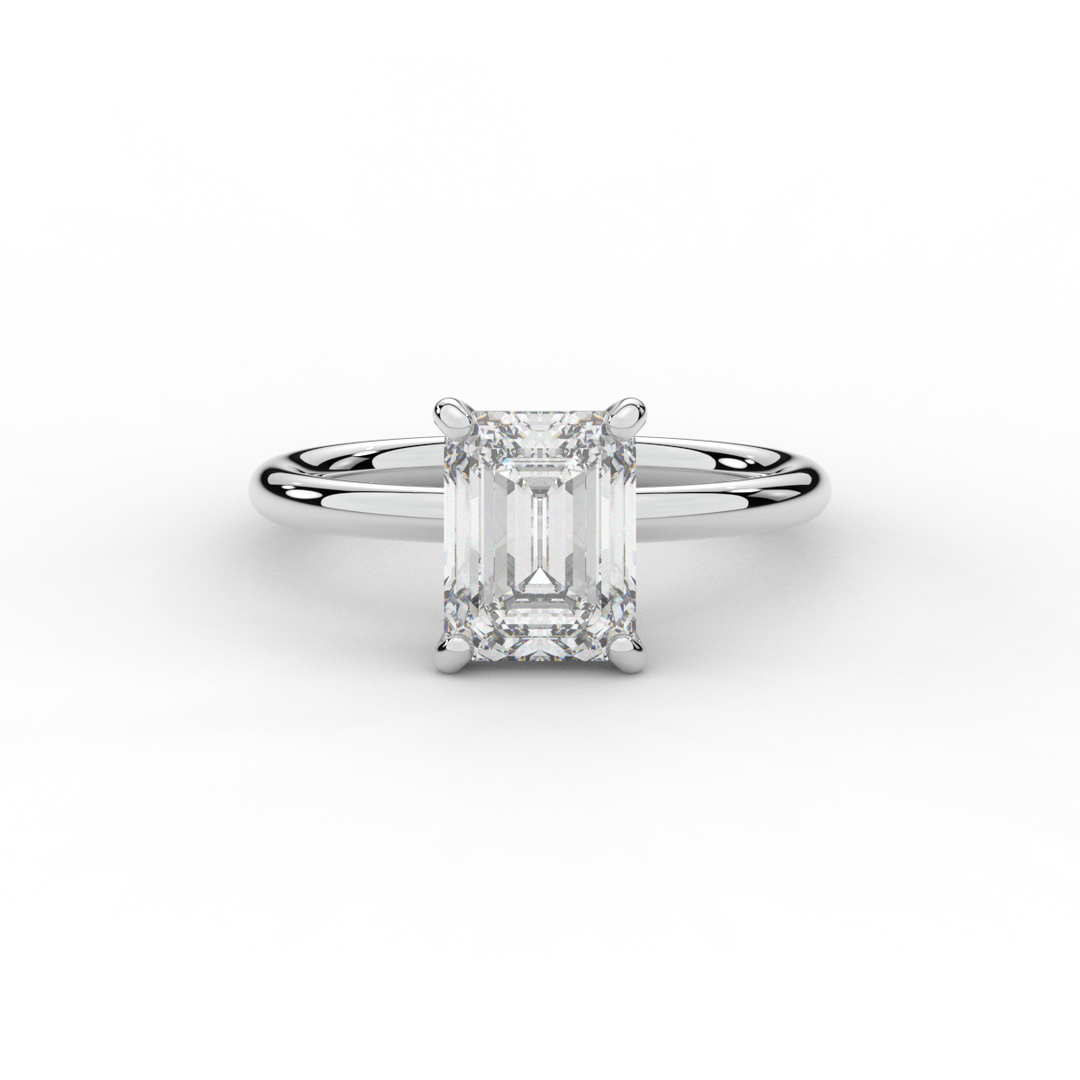 2.05CT.TW EMERALD CUT LAB DIAMOND SOLITAIRE ENGAGEMENT RING - Nazarelle