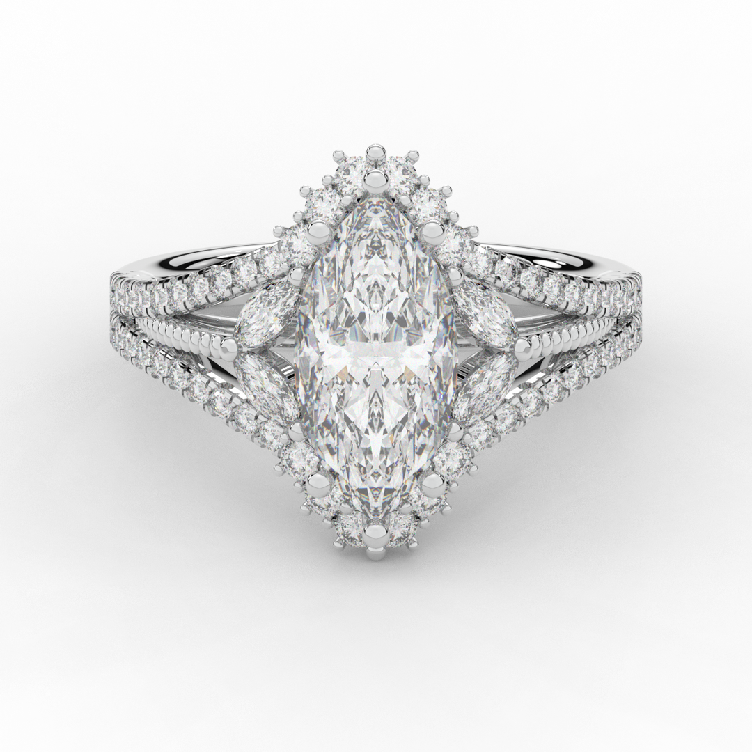 2.70CT.TW MARQUISE LAB DIAMOND HALO ENGAGEMENT RING - Nazarelle