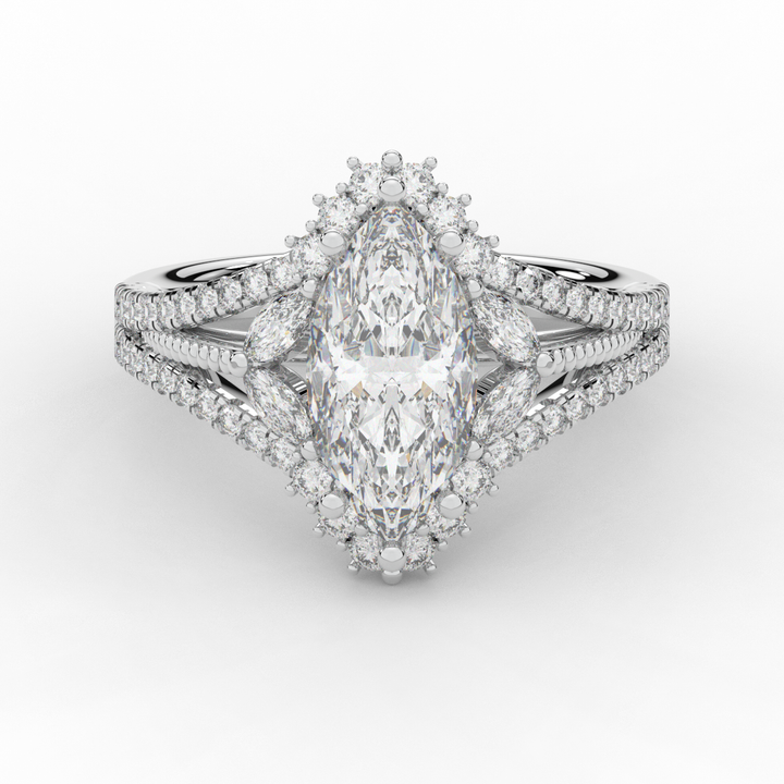 2.70CT.TW MARQUISE LAB DIAMOND HALO ENGAGEMENT RING - Nazarelle