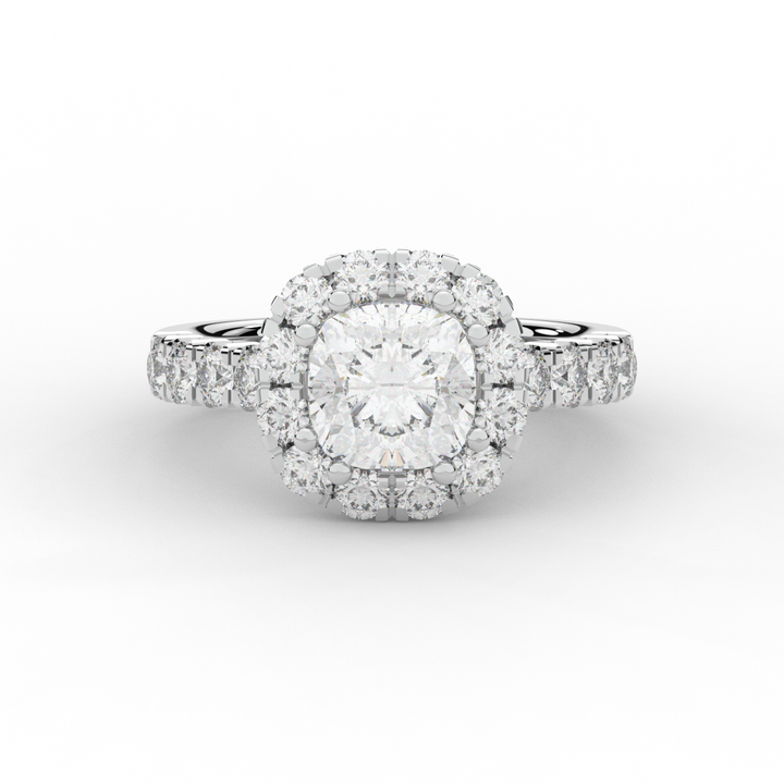 3.45CT.TW CUSHION LAB DIAMOND HALO ENGAGEMENT RING - Nazarelle