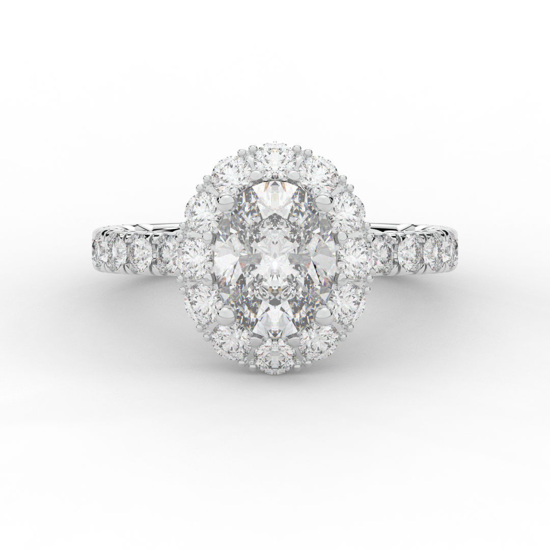 3.40CT.TW OVAL LAB DIAMOND HALO ENGAGEMENT RING - Nazarelle