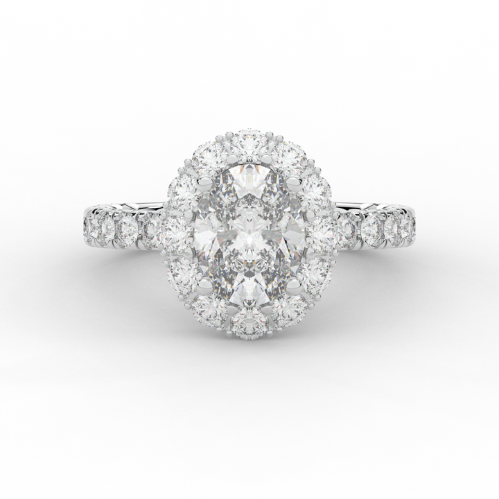 3.40CT.TW OVAL LAB DIAMOND HALO ENGAGEMENT RING - Nazarelle