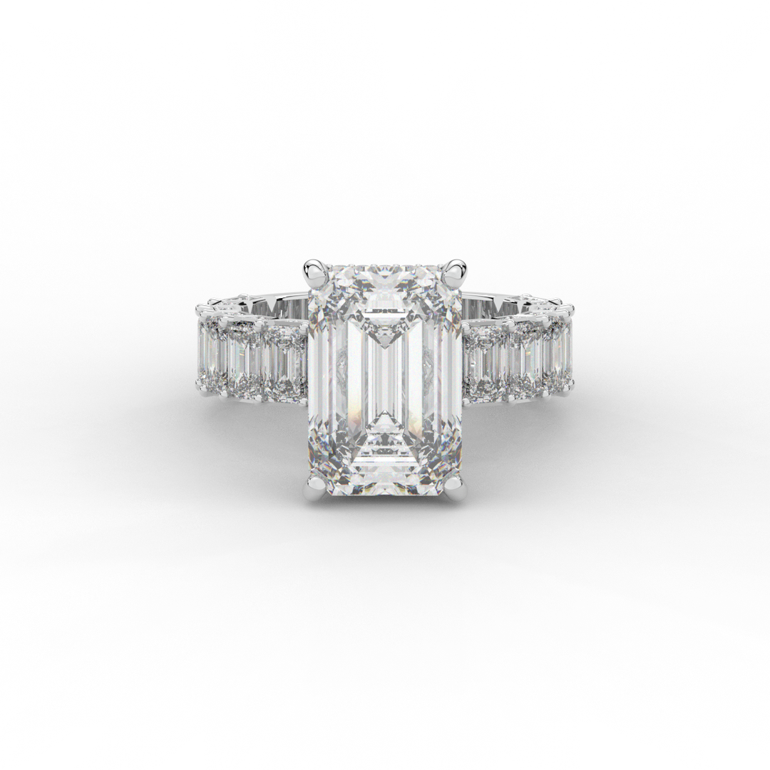 11.90CT.TW EMERALD CUT LAB DIAMOND SOLITAIRE ENGAGEMENT RING - Nazarelle