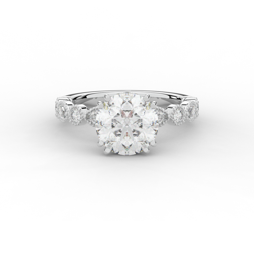 3.60CT.TW ROUND LAB DIAMOND SOLITAIRE ENGAGEMENT RING - Nazarelle