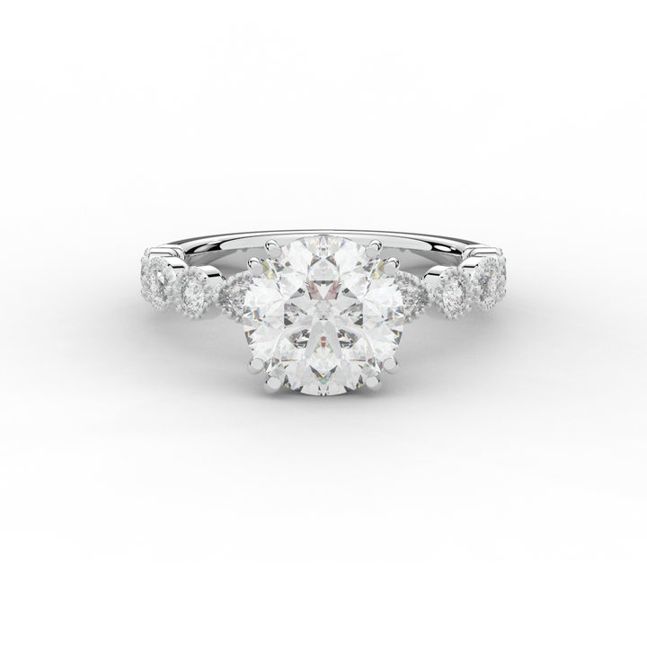 3.60CT.TW ROUND LAB DIAMOND SOLITAIRE ENGAGEMENT RING - Nazarelle