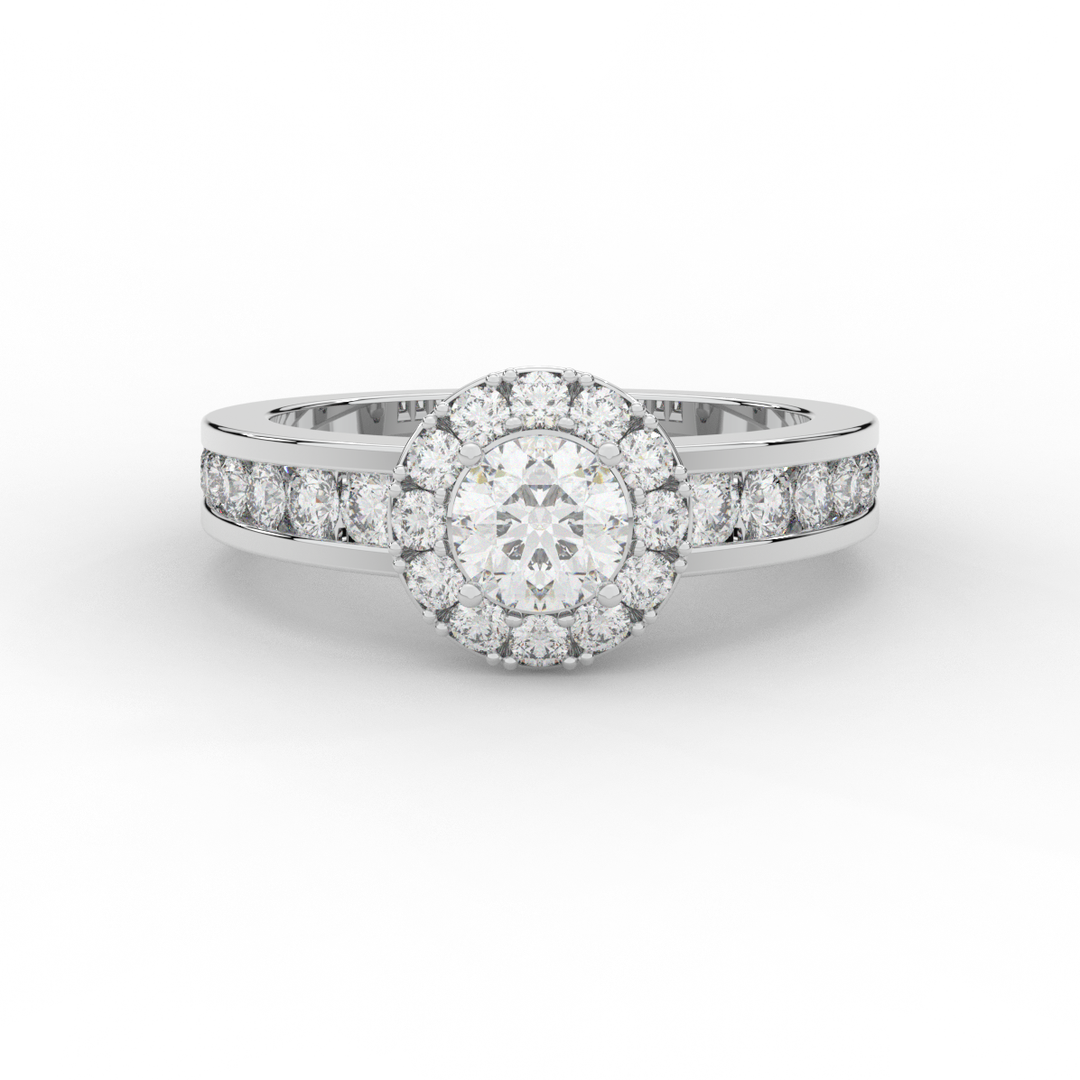 1.75CT.TW ROUND LAB DIAMOND HALO ENGAGEMENT RING - Nazarelle