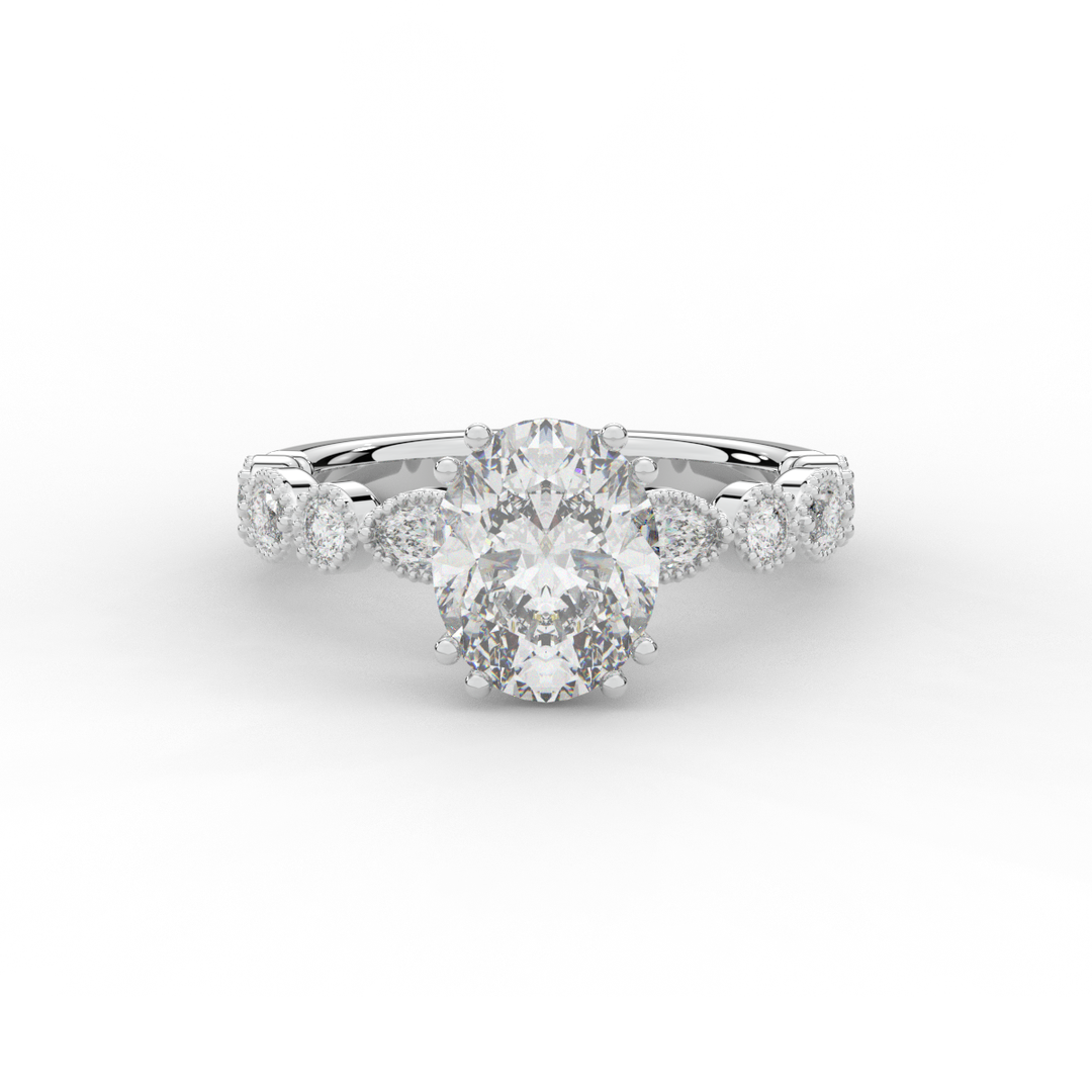 3.60CT.TW OVAL LAB DIAMOND SOLITAIRE ENGAGEMENT RING - Nazarelle