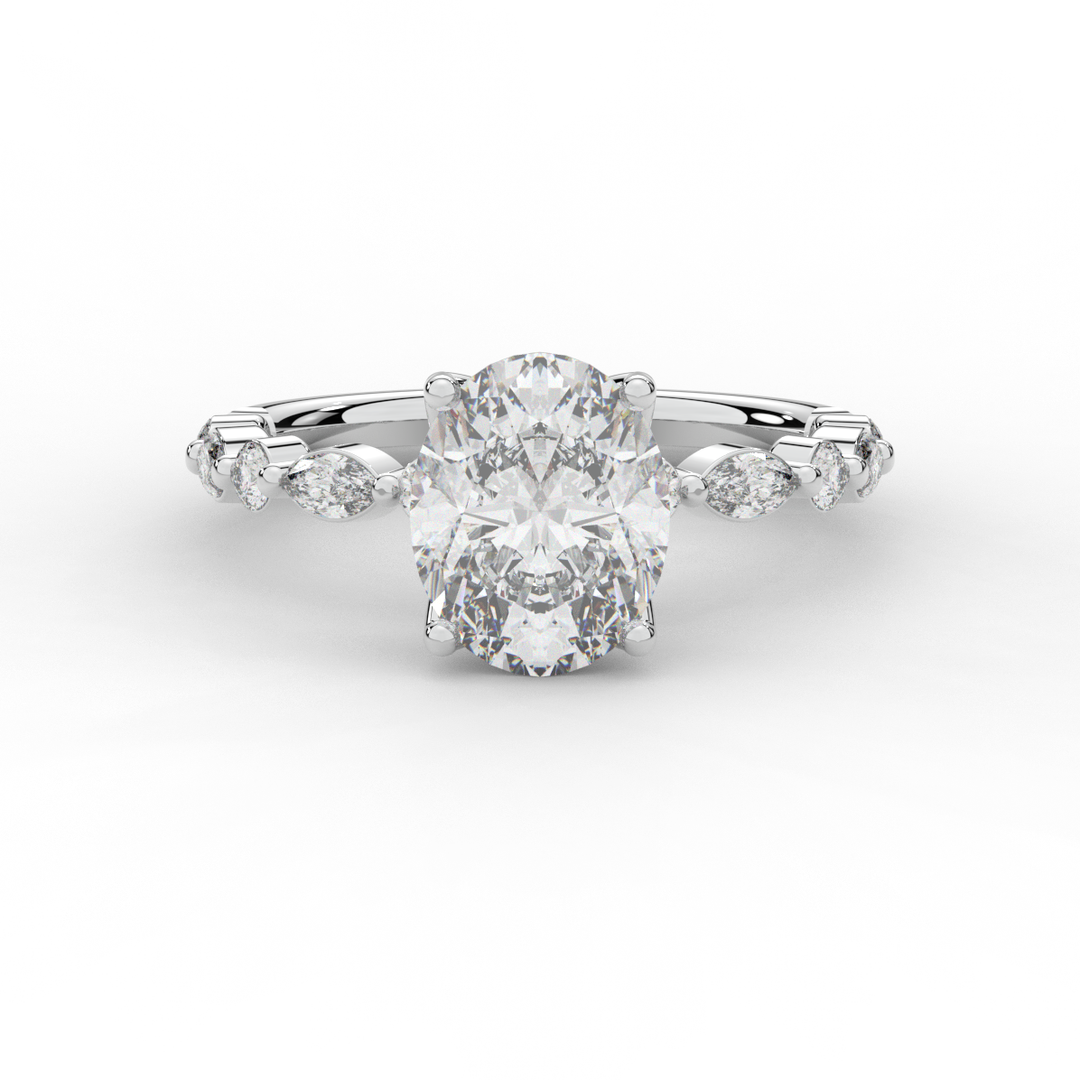 3.10CT.TW OVAL LAB DIAMOND SOLITAIRE ENGAGEMENT RING - Nazarelle