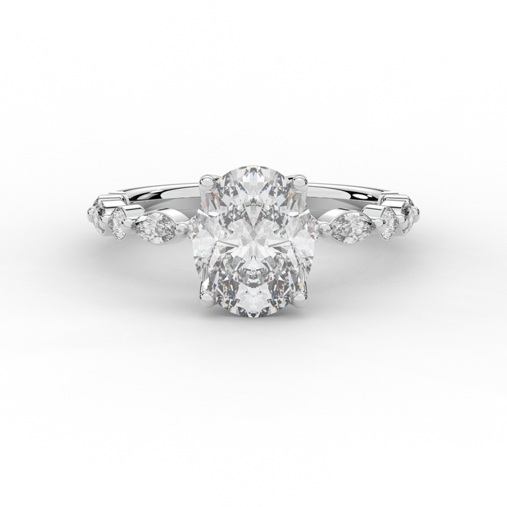 3.10CT.TW OVAL LAB DIAMOND SOLITAIRE ENGAGEMENT RING - Nazarelle