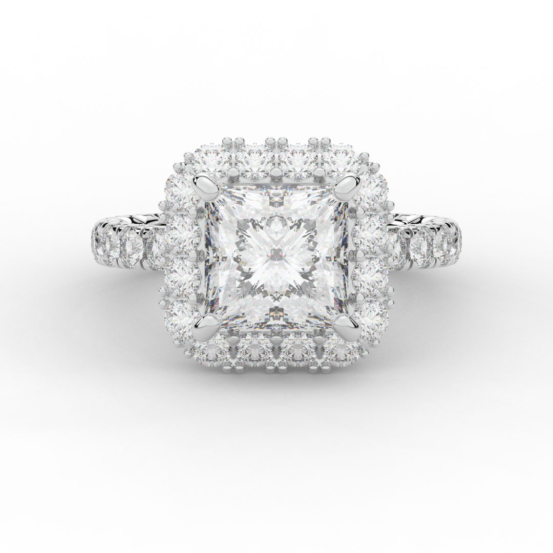 4.50CT.TW PRINCESS LAB DIAMOND HALO ENGAGEMENT RING - Nazarelle