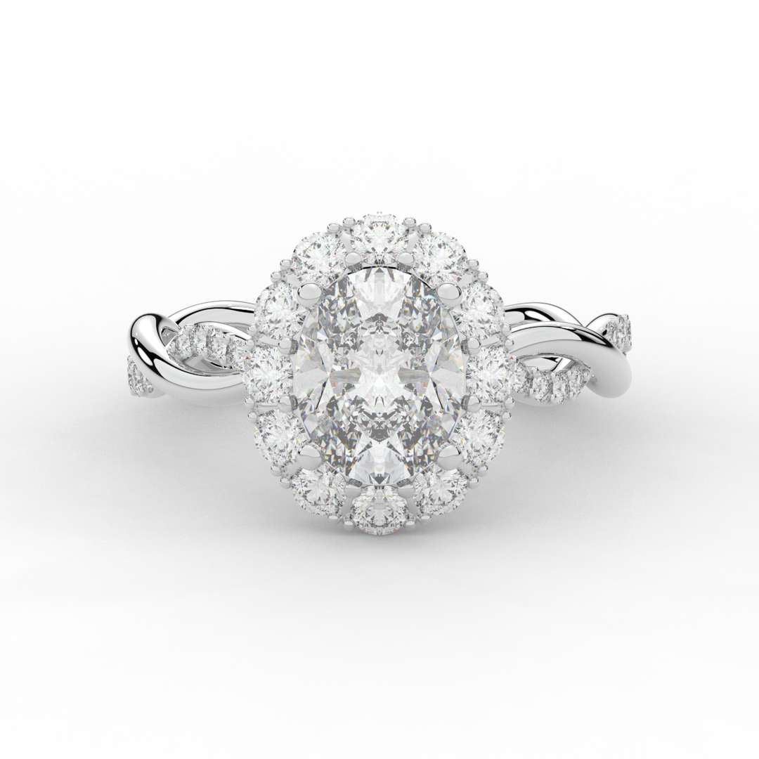 2.70CT.TW OVAL LAB DIAMOND HALO ENGAGEMENT RING - Nazarelle