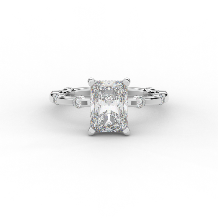 2.60CT.TW RADIANT LAB DIAMOND UNDERHALO SOLITAIRE ENGAGEMENT RING - Nazarelle