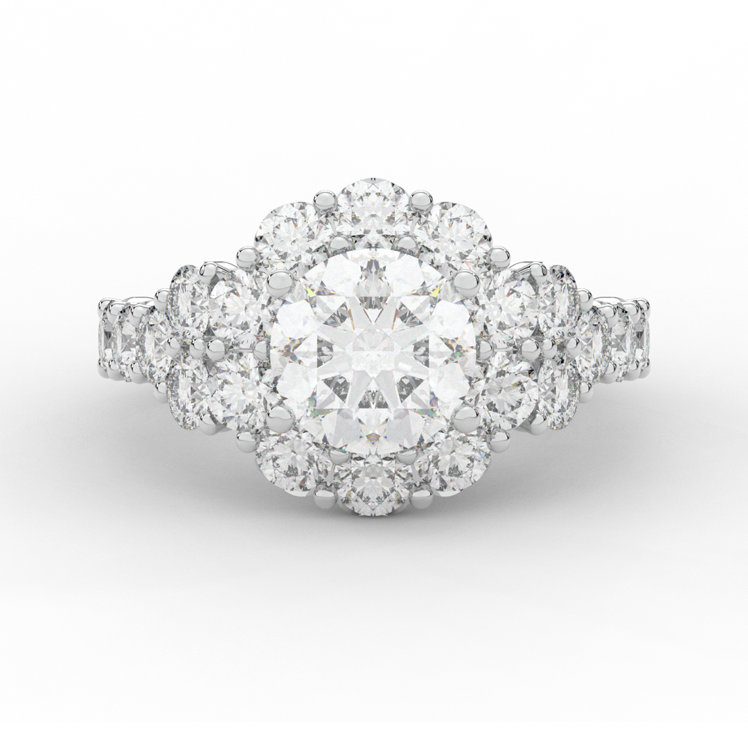 4.75CT.TW ROUND LAB DIAMOND HALO ENGAGEMENT RING - Nazarelle