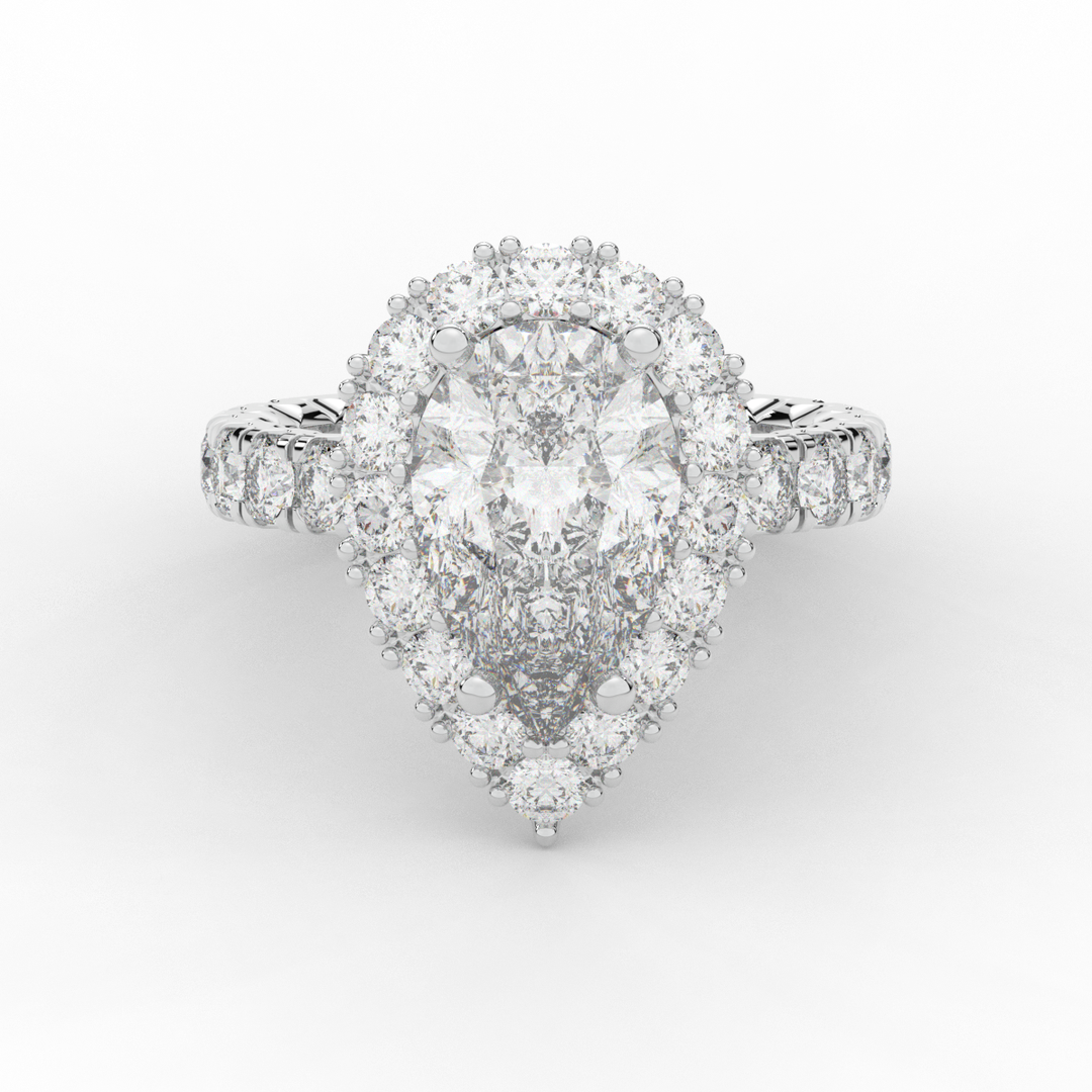 4.90CT.TW PEAR LAB DIAMOND HALO ENGAGEMENT RING - Nazarelle