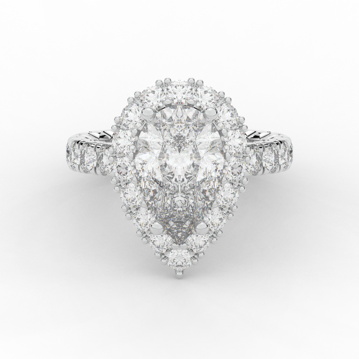 4.90CT.TW PEAR LAB DIAMOND HALO ENGAGEMENT RING - Nazarelle