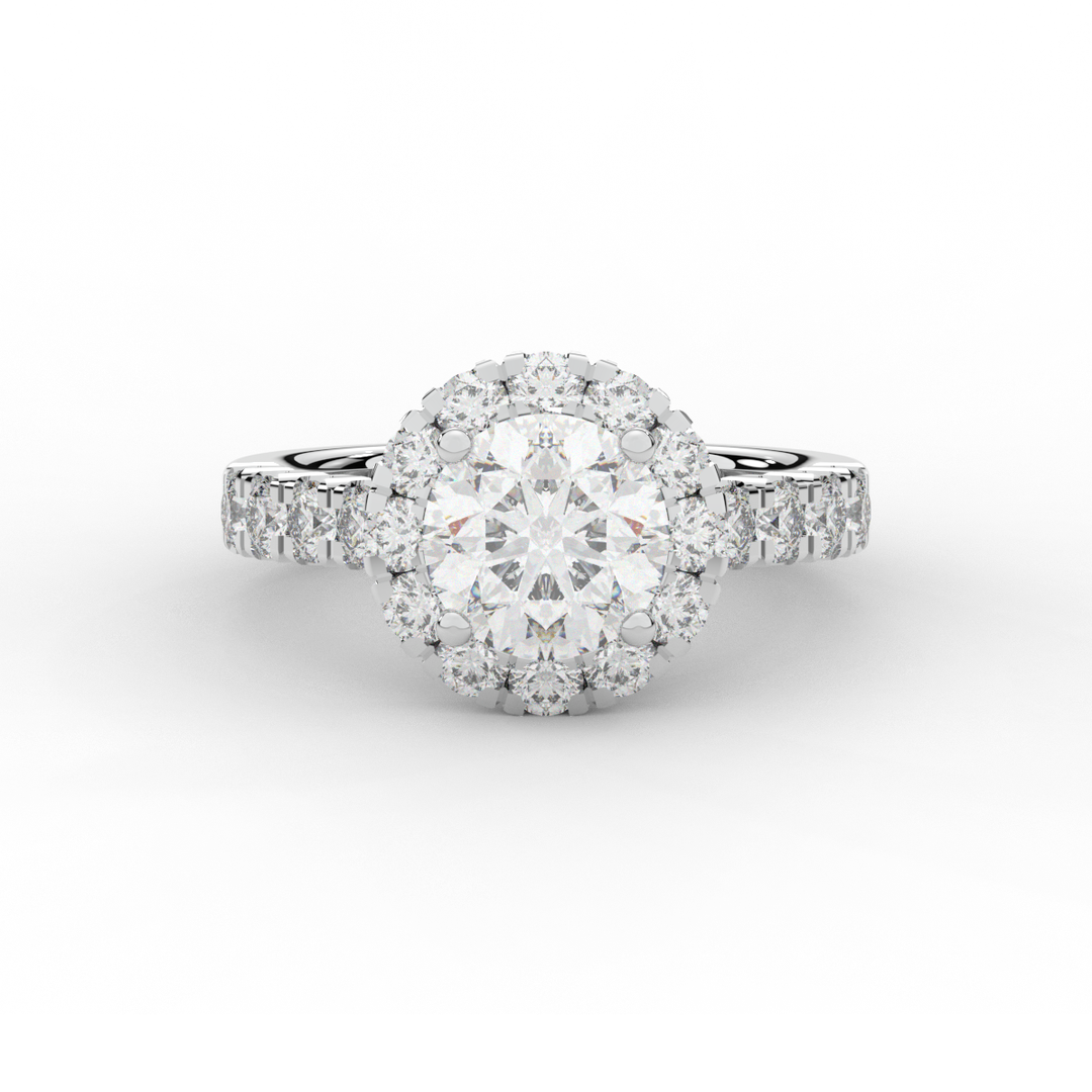 3.50CT.TW ROUND LAB DIAMOND HALO ENGAGEMENT RING - Nazarelle