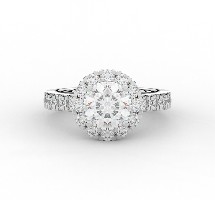 3.50CT.TW ROUND LAB DIAMOND HALO ENGAGEMENT RING - Nazarelle