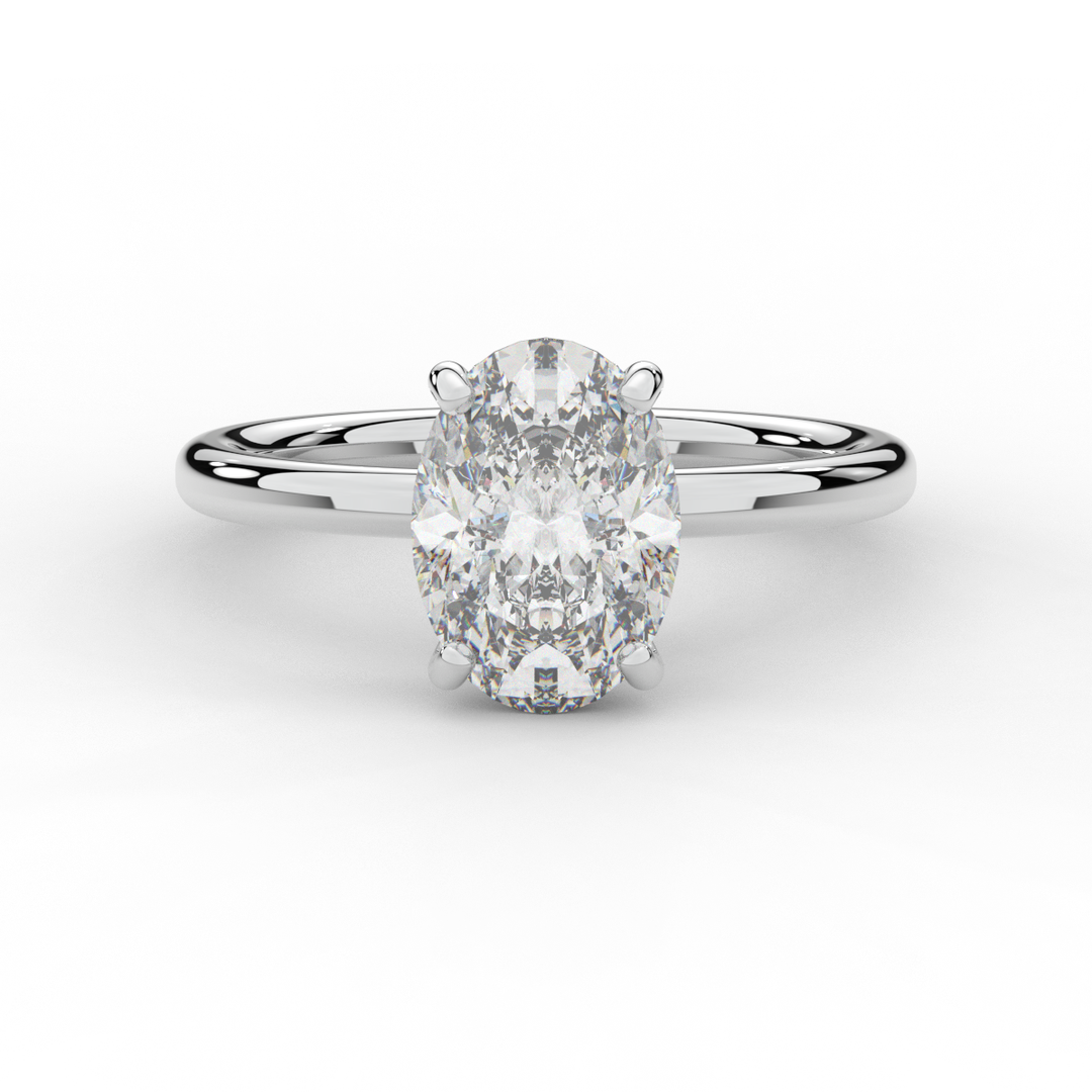 2.06CT.TW OVAL LAB DIAMOND UNDERHALO SOLIATIRE ENGAGEMENT RING - Nazarelle