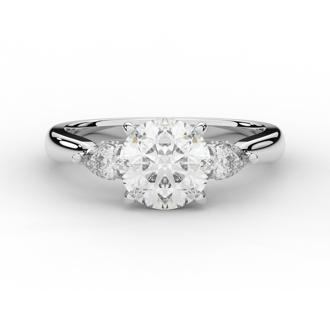 2.40CT.TW ROUND LAB DIAMOND 3 STONE ENGAGEMENT RING - Nazarelle