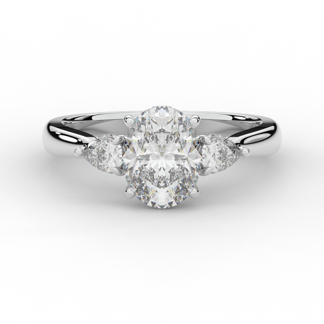 2.40CT.TW OVAL LAB DIAMOND 3 STONE ENGAGEMENT RING - Nazarelle