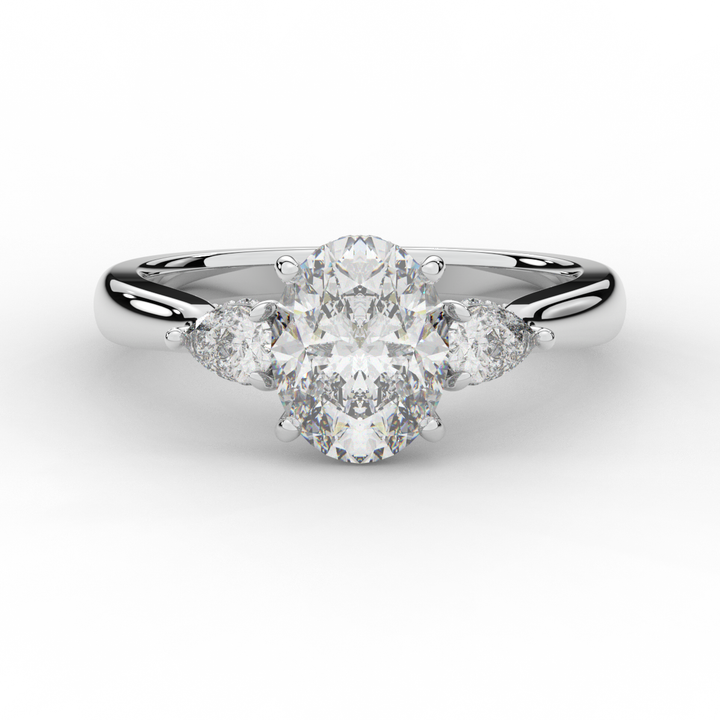 2.40CT.TW OVAL LAB DIAMOND 3 STONE ENGAGEMENT RING - Nazarelle