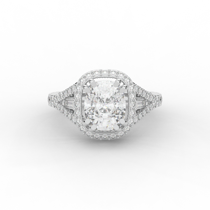 2.50CT.TW CUSHION LAB DIAMOND HALO ENGAGEMENT RING - Nazarelle