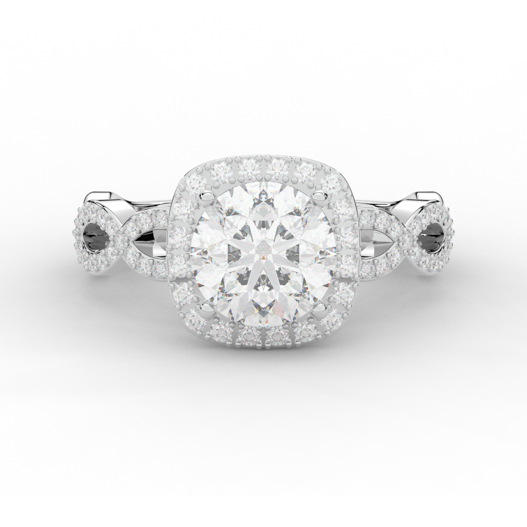 2.35CT.TW ROUND LAB DIAMOND HALO ENGAGEMENT RING - Nazarelle