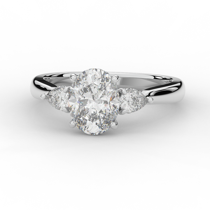 2.40CT.TW OVAL LAB DIAMOND 3 STONE ENGAGEMENT RING - Nazarelle