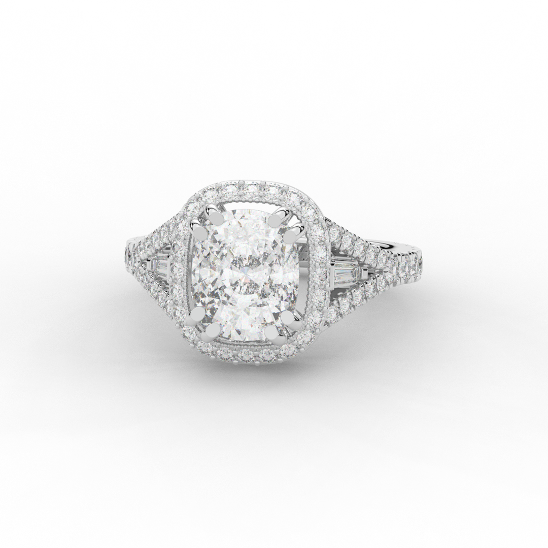 2.50CT.TW CUSHION LAB DIAMOND HALO ENGAGEMENT RING - Nazarelle