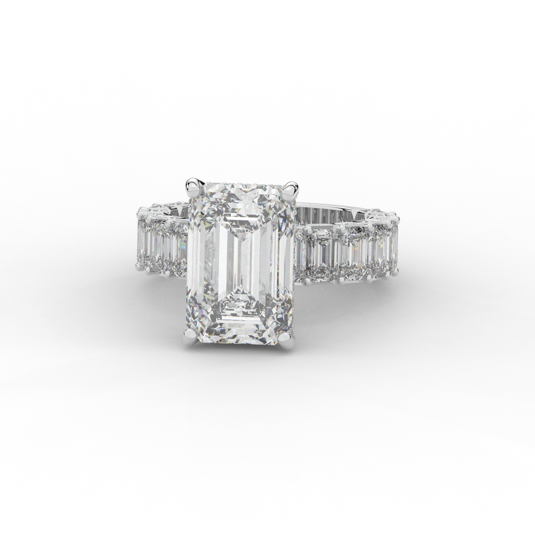 11.90CT.TW EMERALD CUT LAB DIAMOND SOLITAIRE ENGAGEMENT RING - Nazarelle